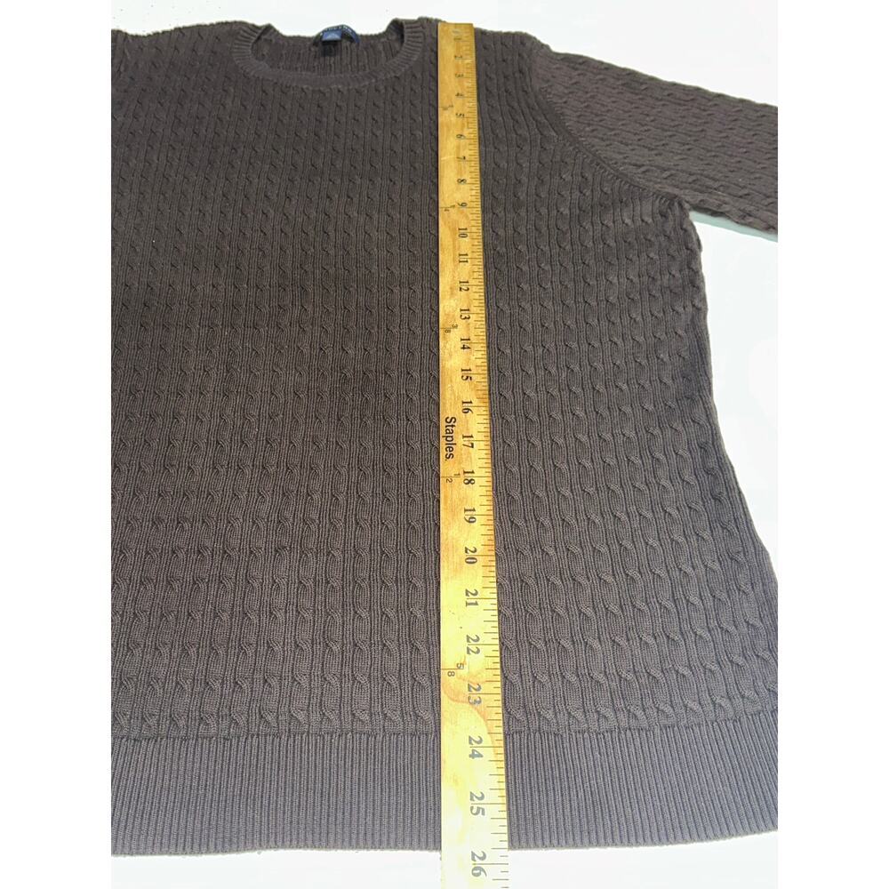 Lands End Women’s Sweater Pullover Cable Knit Cotton Brown XL 18-20 fall Casual - Picture 9 of 10